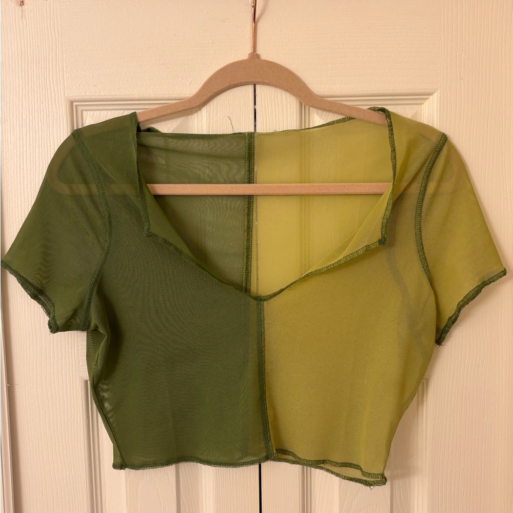 PAC SUN Colorblock Mesh Crop T-shirt, SIZE S
